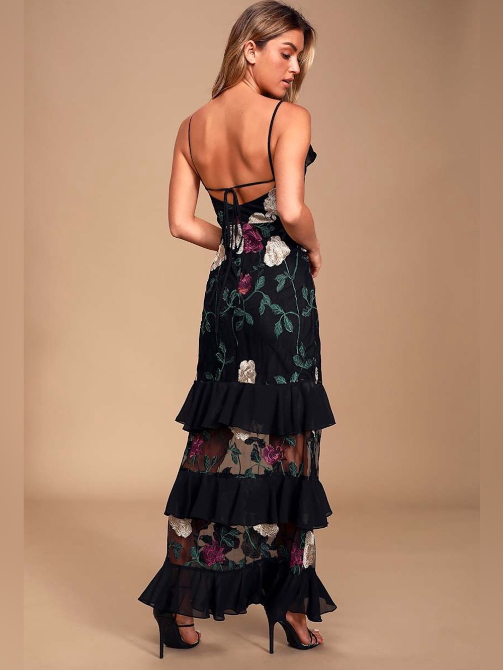 Lulus True to Heart Black Floral Embroidered Maxi Dress - Picture 2 of 7